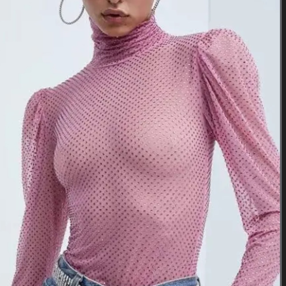 For Love and Lemons Mesh Studded Top